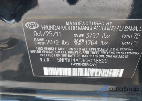 2012 Hyundai Elantra Limited из США, поврежденный, VIN 5NPDH4AE8CH118820